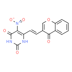 ChemSpider 2D Image | 3-[(E)-2-(2,6-Dihydroxy-5-nitropyrimidin-4-yl)vinyl]-4H-chromen-4-one | C15H9N3O6