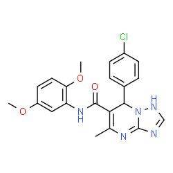 ChemSpider 2D Image | 7-(4-Chlorophenyl)-N-(2,5-dimethoxyphenyl)-5-methyl-1,7-dihydro[1,2,4]triazolo[1,5-a]pyrimidine-6-carboxamide | C21H20ClN5O3
