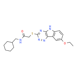 ChemSpider 2D Image | N-(Cyclohexylmethyl)-2-[(8-ethoxy-5H-[1,2,4]triazino[5,6-b]indol-3-yl)sulfanyl]acetamide | C20H25N5O2S