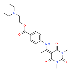 ChemSpider 2D Image | 2-(Diethylamino)ethyl 4-{[1-(1,3-dimethyl-2,4,6-trioxotetrahydro-5(2H)-pyrimidinylidene)ethyl]amino}benzoate | C21H28N4O5
