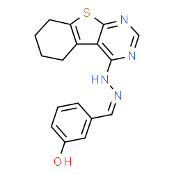 ChemSpider 2D Image | 3-[(Z)-(5,6,7,8-Tetrahydro[1]benzothieno[2,3-d]pyrimidin-4-ylhydrazono)methyl]phenol | C17H16N4OS