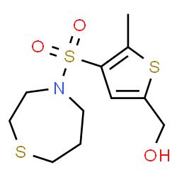 ChemSpider 2D Image | [5-Methyl-4-(1,4-thiazepan-4-ylsulfonyl)-2-thienyl]methanol | C11H17NO3S3