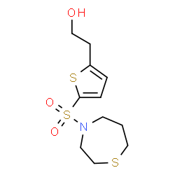 ChemSpider 2D Image | 2-[5-(1,4-Thiazepan-4-ylsulfonyl)-2-thienyl]ethanol | C11H17NO3S3