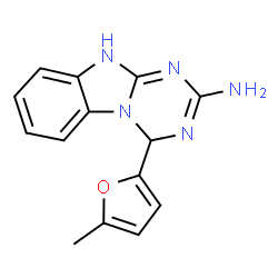 ChemSpider 2D Image | 4-(5-Methyl-2-furyl)-1,4-dihydro[1,3,5]triazino[1,2-a]benzimidazol-2-amine | C14H13N5O