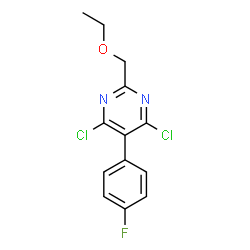 ChemSpider 2D Image | 4,6-Dichloro-2-(ethoxymethyl)-5-(4-fluorophenyl)pyrimidine | C13H11Cl2FN2O