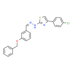 ChemSpider 2D Image | 2-{(2Z)-2-[3-(Benzyloxy)benzylidene]hydrazino}-4-(4-chlorophenyl)-1,3-thiazole | C23H18ClN3OS