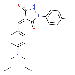 ChemSpider 2D Image | (4Z)-4-[4-(Dipropylamino)benzylidene]-1-(4-fluorophenyl)-3,5-pyrazolidinedione | C22H24FN3O2
