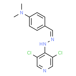 ChemSpider 2D Image | 4-{(Z)-[(3,5-Dichloro-4-pyridinyl)hydrazono]methyl}-N,N-dimethylaniline | C14H14Cl2N4