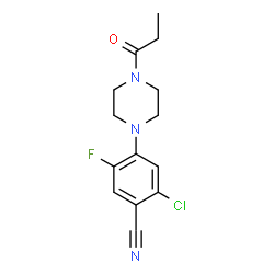 ChemSpider 2D Image | 2-Chloro-5-fluoro-4-(4-propionyl-1-piperazinyl)benzonitrile  | C14H15ClFN3O