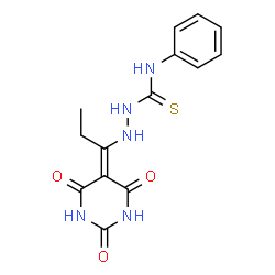 ChemSpider 2D Image | N-Phenyl-2-[1-(2,4,6-trioxotetrahydro-5(2H)-pyrimidinylidene)propyl]hydrazinecarbothioamide | C14H15N5O3S
