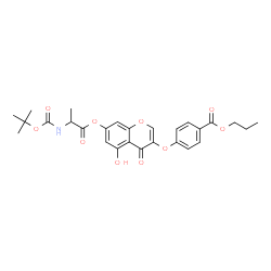 ChemSpider 2D Image | Propyl 4-({5-hydroxy-7-[(N-{[(2-methyl-2-propanyl)oxy]carbonyl}alanyl)oxy]-4-oxo-4H-chromen-3-yl}oxy)benzoate | C27H29NO10