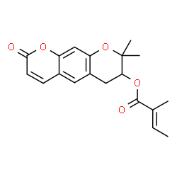 ChemSpider 2D Image | 2,2-dimethyl-8-oxo-3H,4H-pyrano[3,2-g]chromen-3-yl (2E)-2-methylbut-2-enoate | C19H20O5