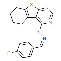 ChemSpider 2D Image | 4-[(2Z)-2-(4-Fluorobenzylidene)hydrazino]-5,6,7,8-tetrahydro[1]benzothieno[2,3-d]pyrimidine | C17H15FN4S