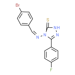 ChemSpider 2D Image | 4-[(Z)-(4-Bromobenzylidene)amino]-5-(4-fluorophenyl)-2,4-dihydro-3H-1,2,4-triazole-3-thione | C15H10BrFN4S