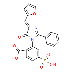 ChemSpider 2D Image | 2-[(4Z)-4-(2-Furylmethylene)-5-oxo-2-phenyl-4,5-dihydro-1H-imidazol-1-yl]-4-sulfobenzoic acid | C21H14N2O7S