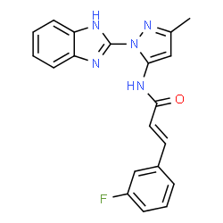 ChemSpider 2D Image | (2E)-N-[1-(1H-Benzimidazol-2-yl)-3-methyl-1H-pyrazol-5-yl]-3-(3-fluorophenyl)acrylamide | C20H16FN5O