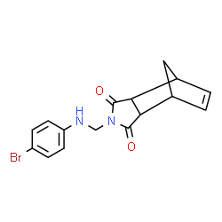 ChemSpider 2D Image | 4-{[(4-Bromophenyl)amino]methyl}-4-azatricyclo[5.2.1.0~2,6~]dec-8-ene-3,5-dione | C16H15BrN2O2