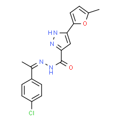 ChemSpider 2D Image | N'-[(1Z)-1-(4-Chlorophenyl)ethylidene]-3-(5-methyl-2-furyl)-1H-pyrazole-5-carbohydrazide | C17H15ClN4O2