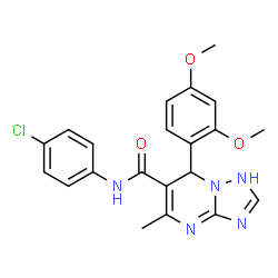 ChemSpider 2D Image | N-(4-Chlorophenyl)-7-(2,4-dimethoxyphenyl)-5-methyl-1,7-dihydro[1,2,4]triazolo[1,5-a]pyrimidine-6-carboxamide | C21H20ClN5O3