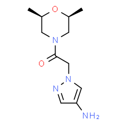 ChemSpider 2D Image | 2-(4-Amino-1H-pyrazol-1-yl)-1-[(2R,6S)-2,6-dimethyl-4-morpholinyl]ethanone | C11H18N4O2