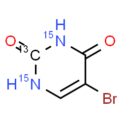 ChemSpider 2D Image | 2,4(1H,3H)-Pyrimidinedione-2-13C-1,3-15N2, 5-bromo- | C313CH3Br15N2O2