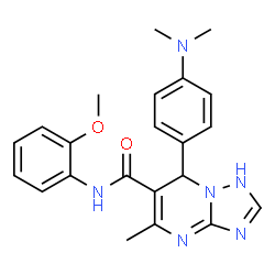 ChemSpider 2D Image | 7-[4-(Dimethylamino)phenyl]-N-(2-methoxyphenyl)-5-methyl-1,7-dihydro[1,2,4]triazolo[1,5-a]pyrimidine-6-carboxamide | C22H24N6O2