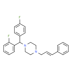 ChemSpider 2D Image | 1-[(2-Fluorophenyl)(4-fluorophenyl)methyl]-4-[(2E)-3-phenyl-2-propen-1-yl]piperazine | C26H26F2N2