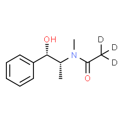 ChemSpider 2D Image | N-[(1S,2R)-1-Hydroxy-1-phenyl-2-propanyl]-N-methyl(~2~H_3_)acetamide | C12H14D3NO2
