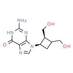 ChemSpider 2D Image | 2-Amino-9-[(1R,2S)-2,3-bis(hydroxymethyl)cyclobutyl]-1,9-dihydro-6H-purin-6-one | C11H15N5O3