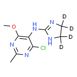 ChemSpider 2D Image | 4-Chloro-N-[(4,4,5,5-~2~H_4_)-4,5-dihydro-1H-imidazol-2-yl]-6-methoxy-2-methyl-5-pyrimidinamine | C9H8D4ClN5O
