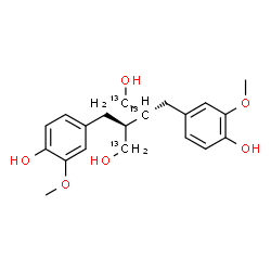 ChemSpider 2D Image | (2R,3S)-2,3-Bis(4-hydroxy-3-methoxybenzyl)-1,4-(1,2,4-~13~C_3_)butanediol | C1713C3H26O6