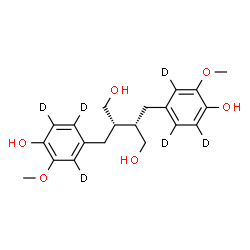 ChemSpider 2D Image | (2S,3S)-2,3-Bis{[4-hydroxy-3-methoxy(~2~H_3_)phenyl]methyl}-1,4-butanediol | C20H20D6O6
