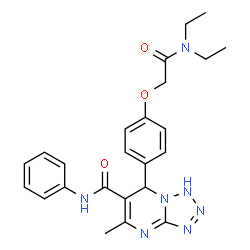 ChemSpider 2D Image | 7-{4-[2-(Diethylamino)-2-oxoethoxy]phenyl}-5-methyl-N-phenyl-1,7-dihydrotetrazolo[1,5-a]pyrimidine-6-carboxamide | C24H27N7O3