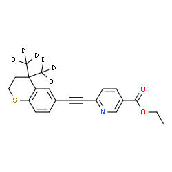 ChemSpider 2D Image | Ethyl 6-({4,4-bis[(~2~H_3_)methyl]-3,4-dihydro-2H-thiochromen-6-yl}ethynyl)nicotinate | C21H15D6NO2S