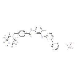 ChemSpider 2D Image | 4-{[4-Methyl(~2~H_8_)-1-piperazinyl]methyl}-N-(4-methyl-3-{[4-(3-pyridinyl)-2-pyrimidinyl]amino}phenyl)benzamide methanesulfonate (1:1) | C30H27D8N7O4S