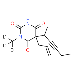 ChemSpider 2D Image | 5-Allyl-5-(3-hexyn-2-yl)-1-(~2~H_3_)methyl-2,4,6(1H,3H,5H)-pyrimidinetrione | C14H15D3N2O3