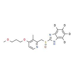ChemSpider 2D Image | 2-({[4-(3-Methoxypropoxy)-3-methyl-2-pyridinyl]methyl}sulfinyl)(4,5,6,7-~2~H_4_)-1H-benzimidazole | C18H17D4N3O3S