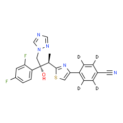 ChemSpider 2D Image | 4-{2-[(2R,3R)-3-(2,4-Difluorophenyl)-3-hydroxy-4-(1H-1,2,4-triazol-1-yl)-2-butanyl]-1,3-thiazol-4-yl}(~2~H_4_)benzonitrile | C22H13D4F2N5OS