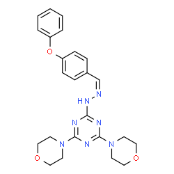 ChemSpider 2D Image | 2,4-Di(4-morpholinyl)-6-[(2Z)-2-(4-phenoxybenzylidene)hydrazino]-1,3,5-triazine | C24H27N7O3