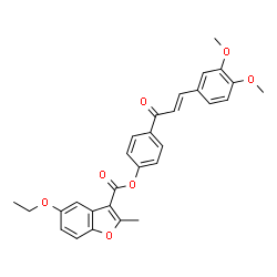 ChemSpider 2D Image | 4-[(2E)-3-(3,4-Dimethoxyphenyl)-2-propenoyl]phenyl 5-ethoxy-2-methyl-1-benzofuran-3-carboxylate | C29H26O7