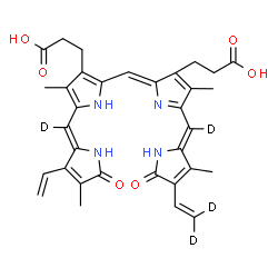 ChemSpider 2D Image | 3-[2-[(Z)-[3-(2-carboxyethyl)-5-[(Z)-deuterio-[4-(2,2-dideuteriovinyl)-3-methyl-5-oxo-pyrrol-2-ylidene]methyl]-4-methyl-pyrrol-2-ylidene]methyl]-5-[(Z)-deuterio-(4-methyl-5-oxo-3-vinyl-pyrrol-2-ylidene)methyl]-4-methyl-1H-pyrrol-3-yl]propanoic acid | C33H30D4N4O6