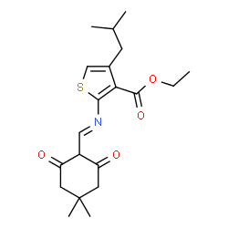 ChemSpider 2D Image | Ethyl 2-{(E)-[(4,4-dimethyl-2,6-dioxocyclohexyl)methylene]amino}-4-isobutyl-3-thiophenecarboxylate | C20H27NO4S