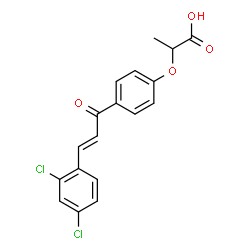 ChemSpider 2D Image | 2-{4-[(2E)-3-(2,4-Dichlorophenyl)-2-propenoyl]phenoxy}propanoic acid | C18H14Cl2O4