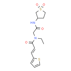 ChemSpider 2D Image | (2E)-N-{2-[(1,1-Dioxidotetrahydro-3-thiophenyl)amino]-2-oxoethyl}-N-ethyl-3-(2-thienyl)acrylamide | C15H20N2O4S2