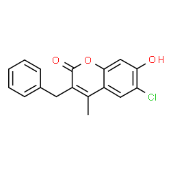 ChemSpider 2D Image | 3-Benzyl-6-chloro-7-hydroxy-4-methyl-2H-chromen-2-one | C17H13ClO3