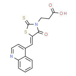 ChemSpider 2D Image | 3-[(5Z)-4-Oxo-5-(4-quinolinylmethylene)-2-thioxo-1,3-thiazolidin-3-yl]propanoic acid | C16H12N2O3S2