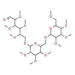 ChemSpider 2D Image | 2,3,4,5-Tetra-O-methyl-6-O-[2,3,4-tri-O-methyl-6-O-(2,3,4,6-tetra-O-methylhexopyranosyl)hexopyranosyl]hexose | C29H54O16