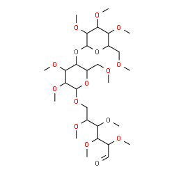 ChemSpider 2D Image | 2,3,4,5-Tetra-O-methyl-6-O-[2,3,6-tri-O-methyl-4-O-(2,3,4,6-tetra-O-methylhexopyranosyl)hexopyranosyl]hexose | C29H54O16