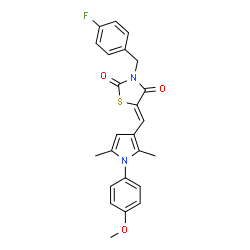 ChemSpider 2D Image | (5Z)-3-(4-Fluorobenzyl)-5-{[1-(4-methoxyphenyl)-2,5-dimethyl-1H-pyrrol-3-yl]methylene}-1,3-thiazolidine-2,4-dione | C24H21FN2O3S