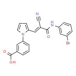 ChemSpider 2D Image | 3-(2-{(1E)-3-[(3-Bromophenyl)amino]-2-cyano-3-oxo-1-propen-1-yl}-1H-pyrrol-1-yl)benzoic acid | C21H14BrN3O3